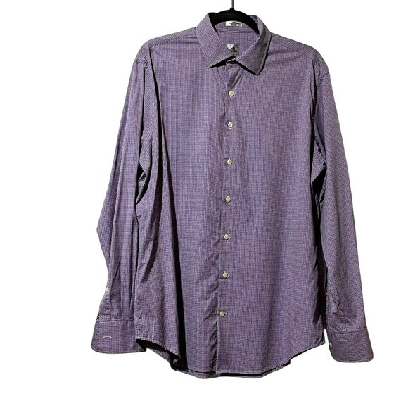 Peter Millar Crown Sport Mens Size Large Long Sleeve Blue Red Dress Shirt - Picture 1 of 9